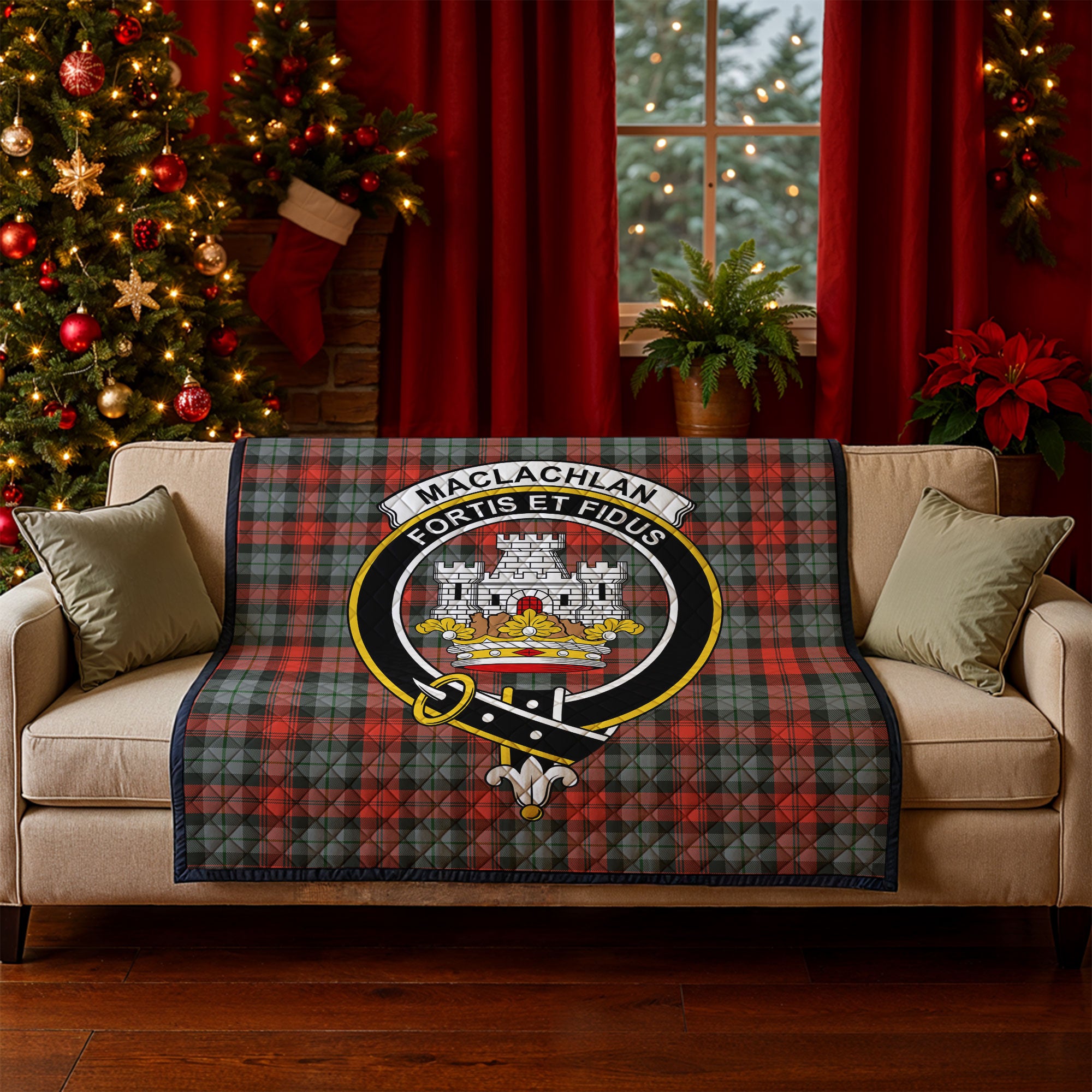 MacLachlan Weathered Tartan Crest Quilt