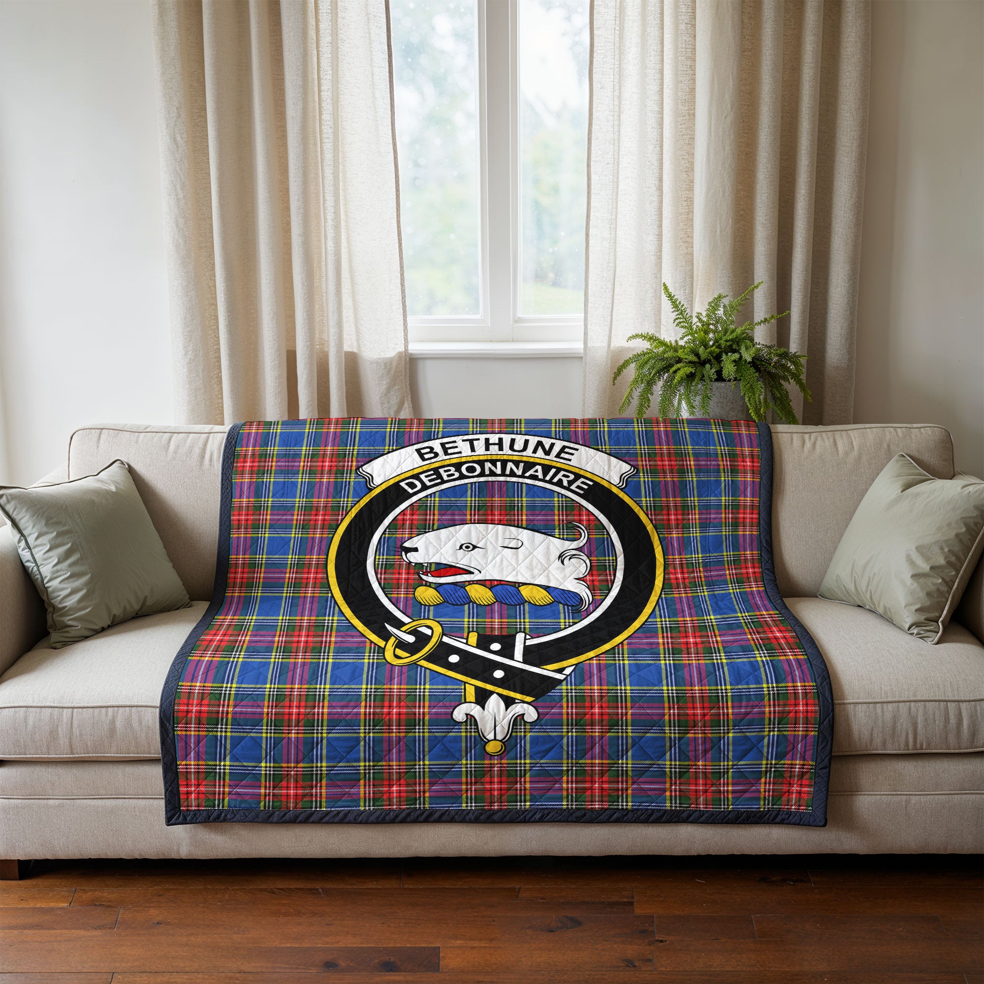 Bethune Modern Tartan Crest Quilt