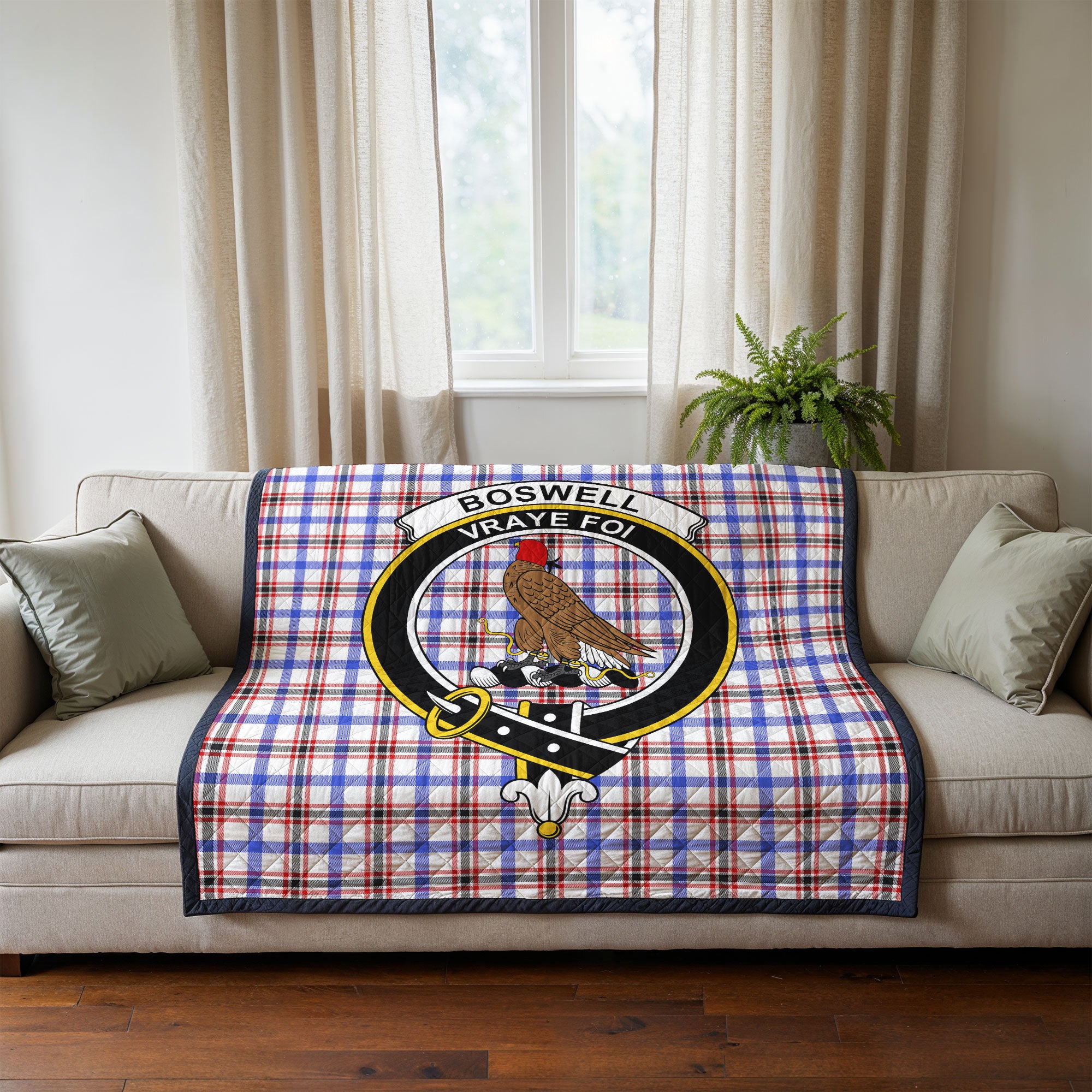 Boswell Modern Tartan Crest Quilt