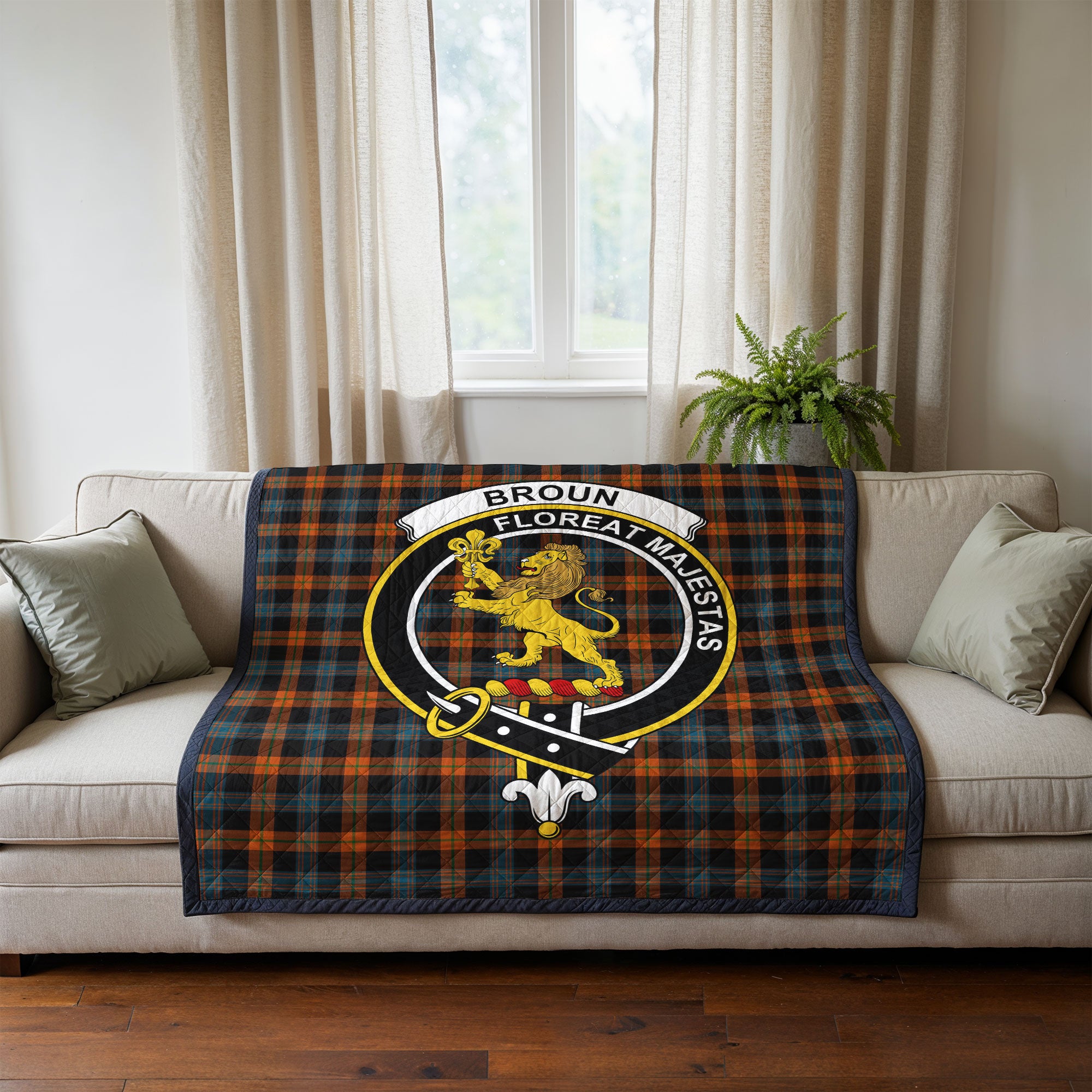 Broun Ancient Tartan Crest Quilt