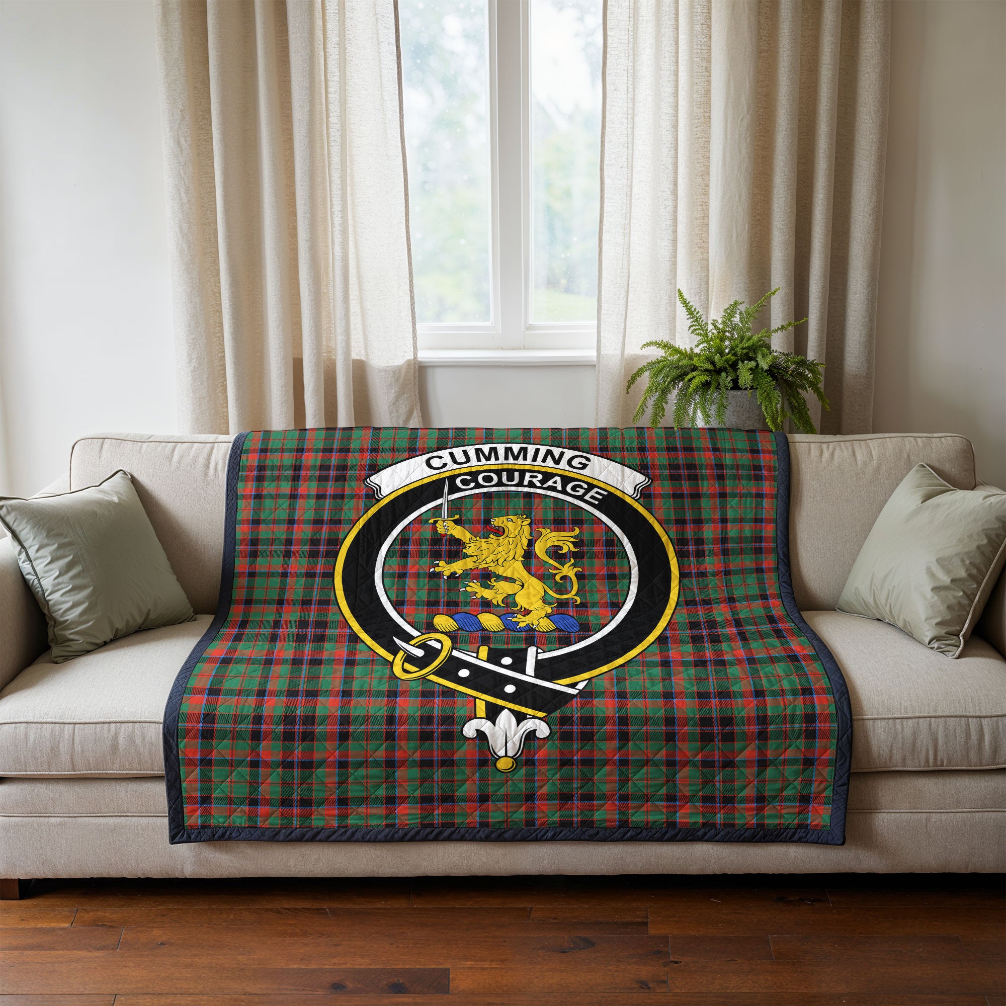 Cumming Hunting Ancient Tartan Crest Quilt