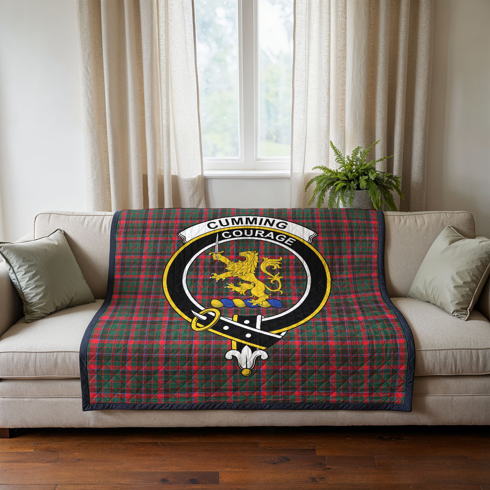 Cumming Hunting Modern Tartan Crest Quilt