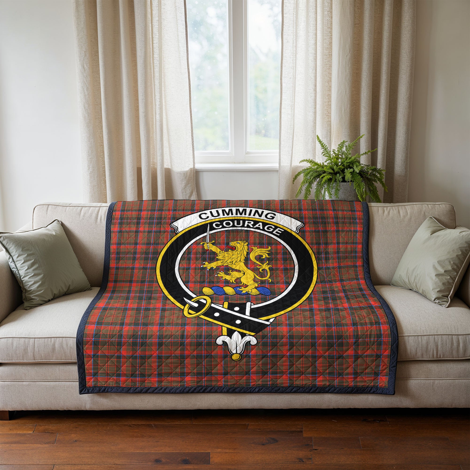 Cumming Hunting Weathered Tartan Crest Quilt