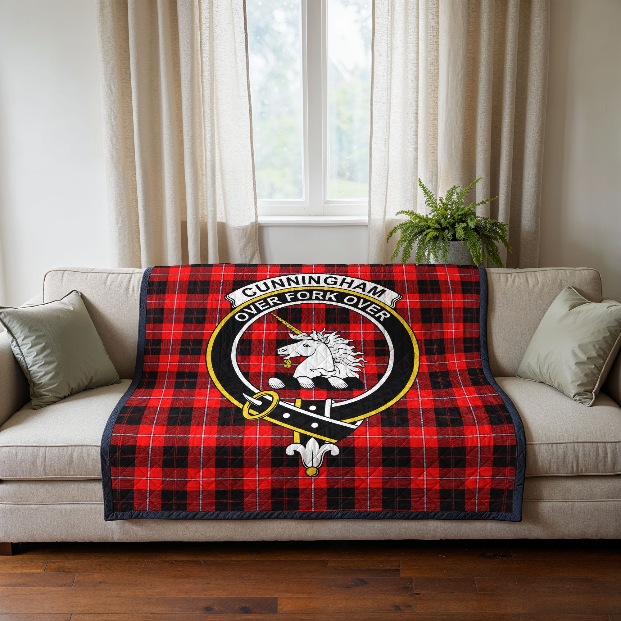 Cunningham Modern Tartan Crest Quilt