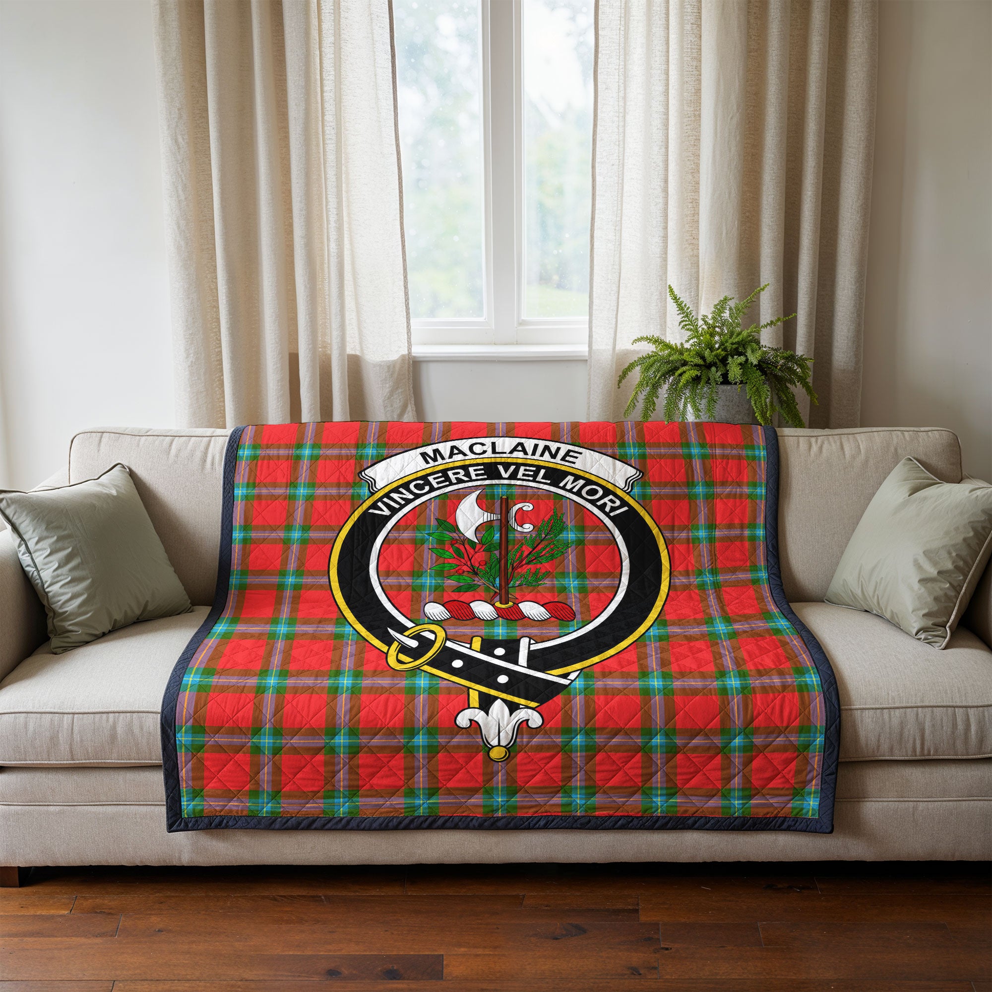 MacLaine of Loch Buie Tartan Crest Quilt