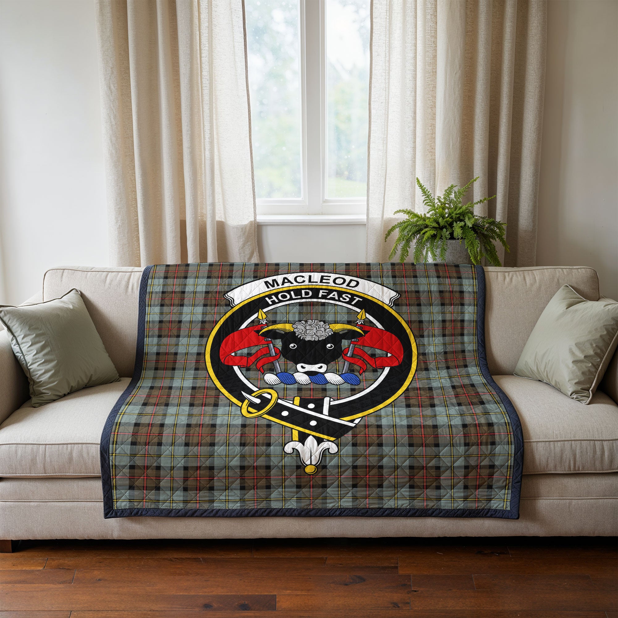 MacLeod of Harris Weathered Tartan Crest Quilt