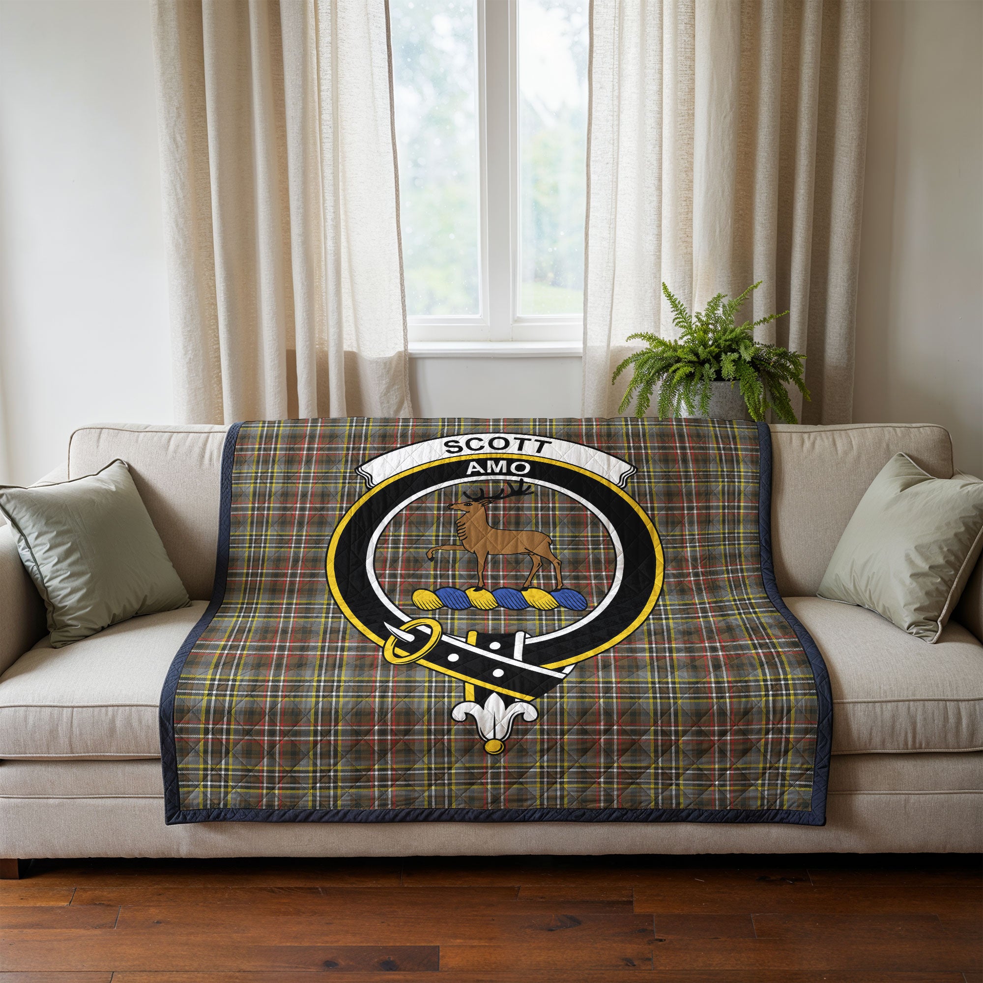 Scott Green Weathered Tartan Crest Quilt