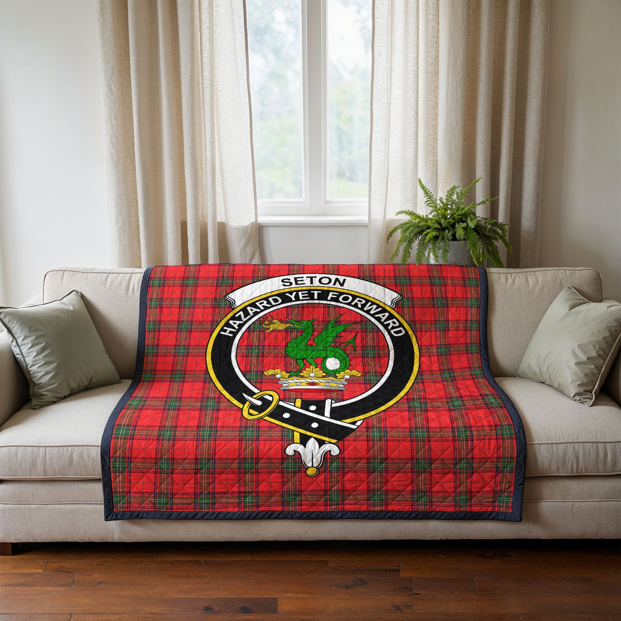 Seton Modern Tartan Crest Quilt