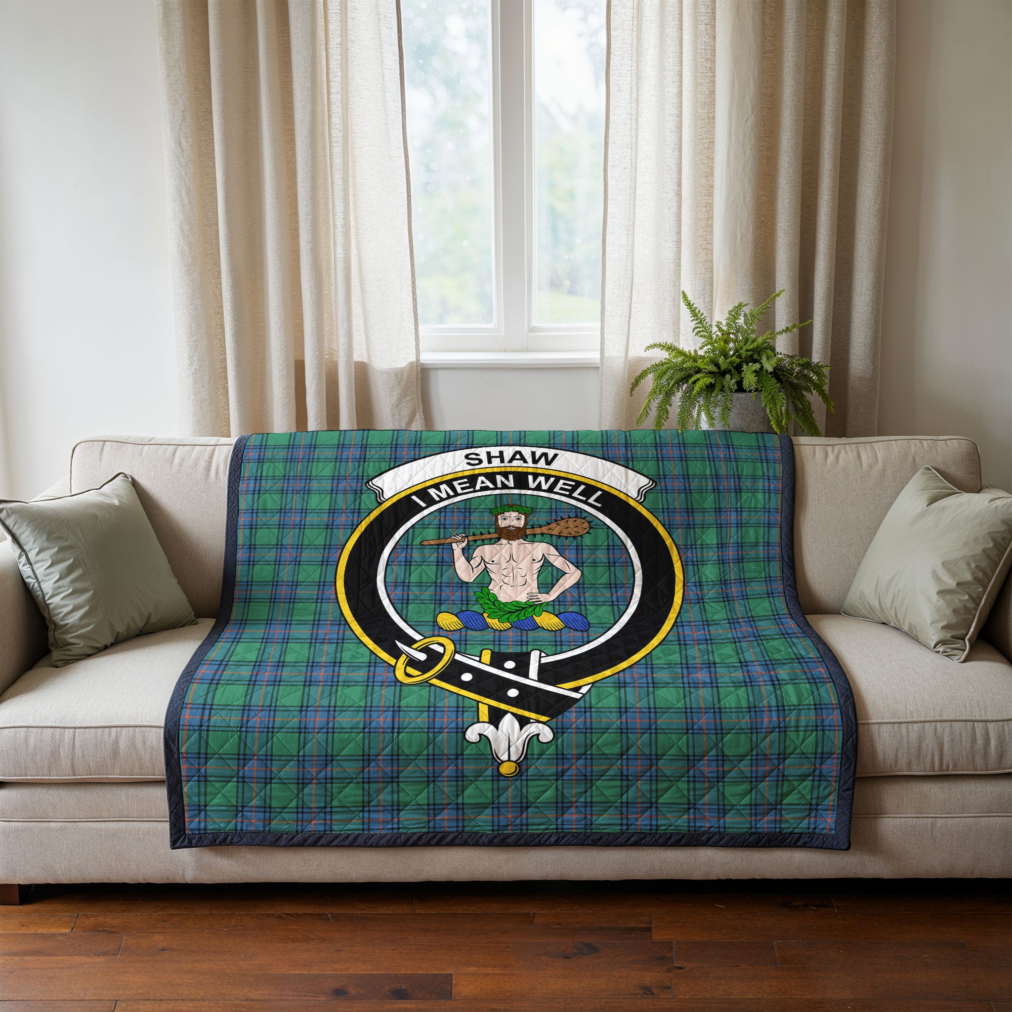 Shaw (of Sauchie) Ancient Tartan Crest Quilt
