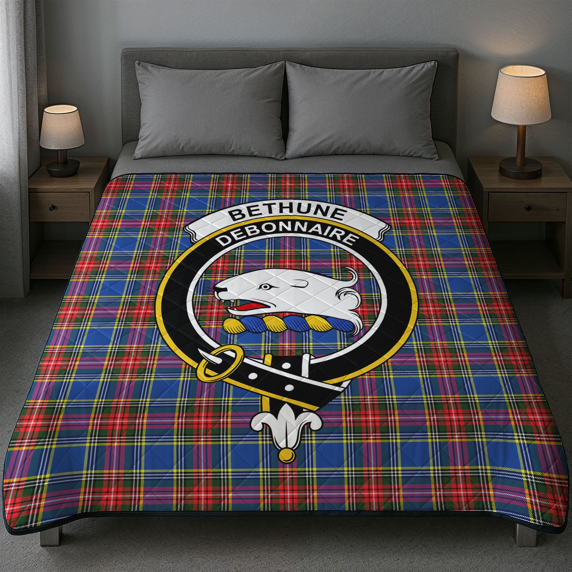 Bethune Modern Tartan Crest Quilt