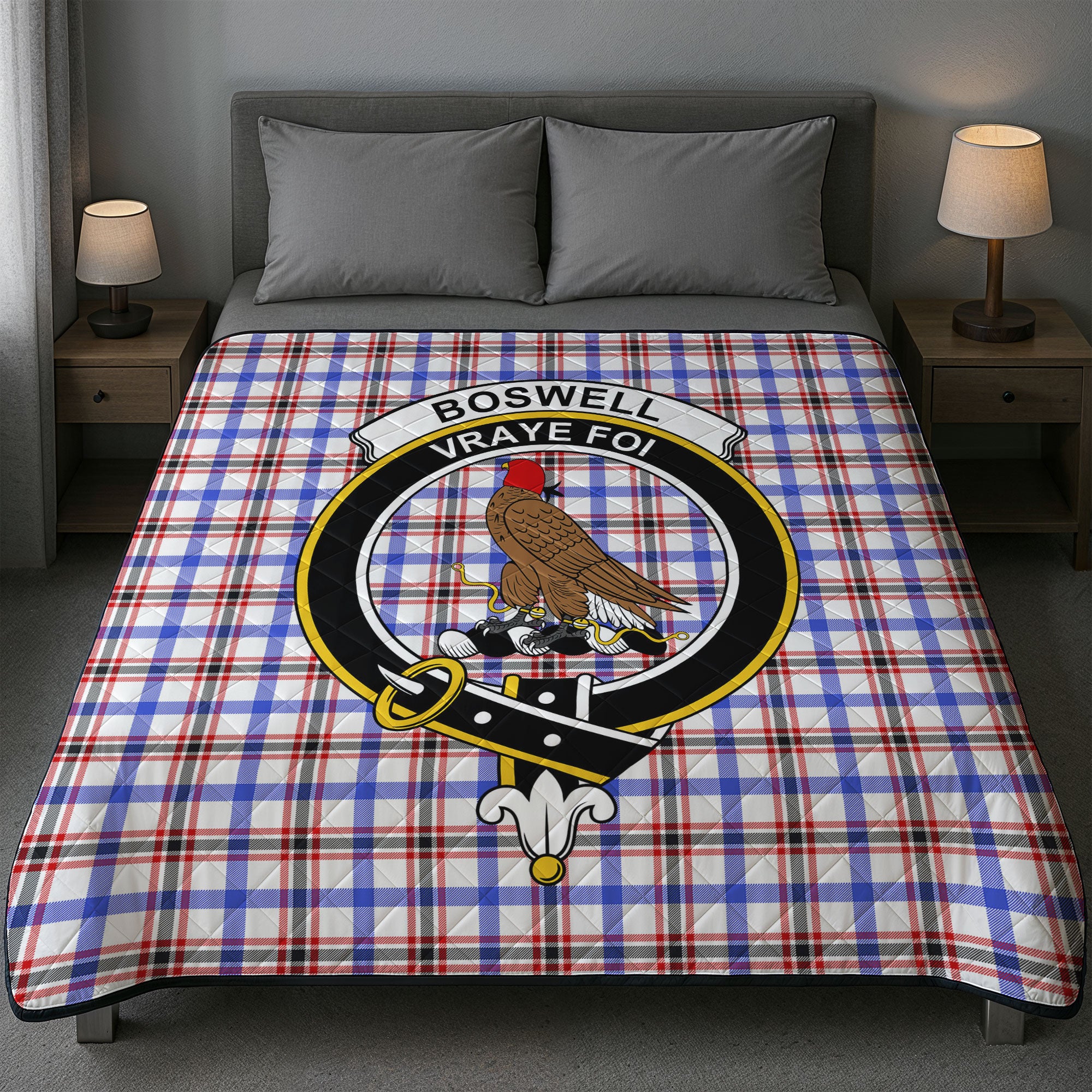 Boswell Modern Tartan Crest Quilt