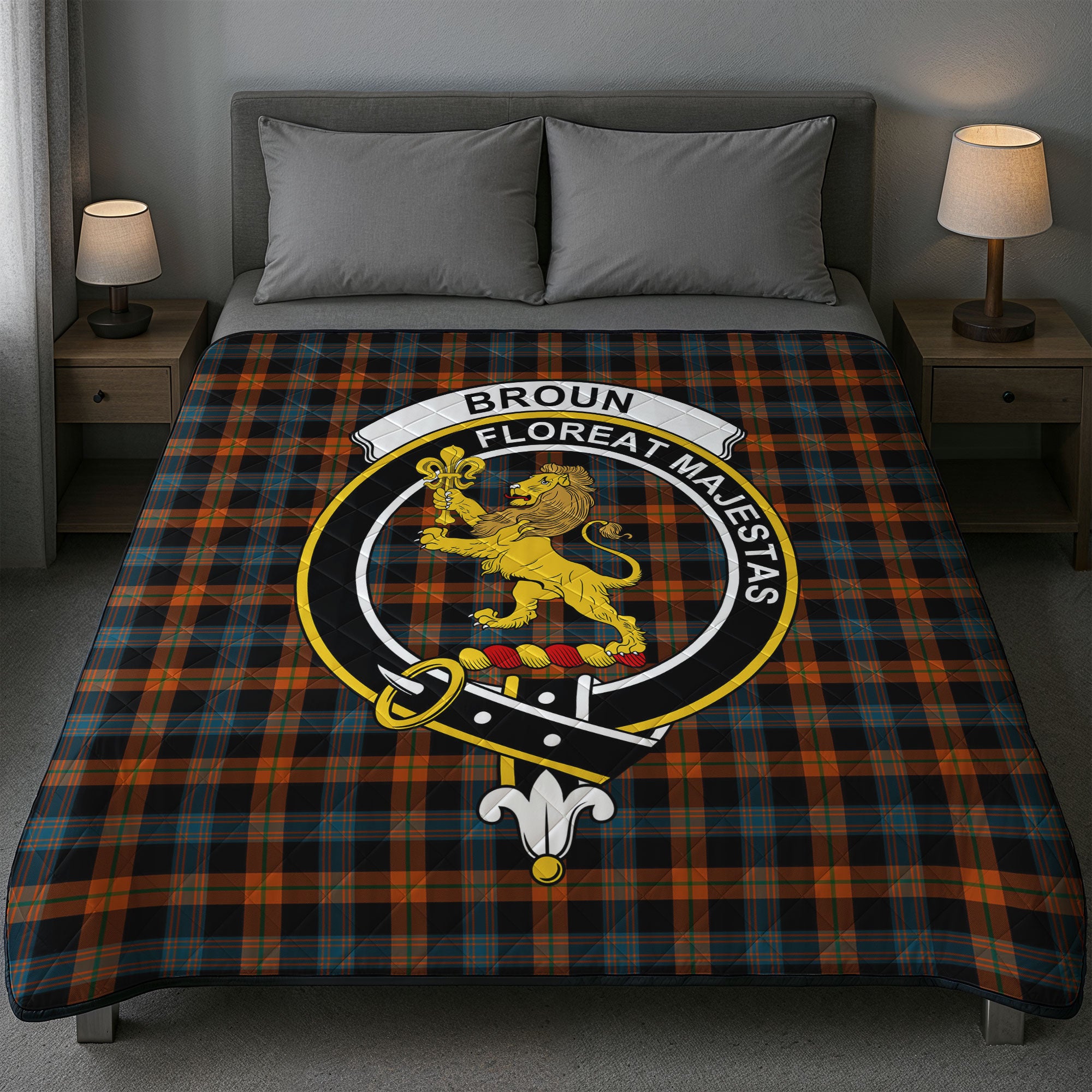 Broun Ancient Tartan Crest Quilt