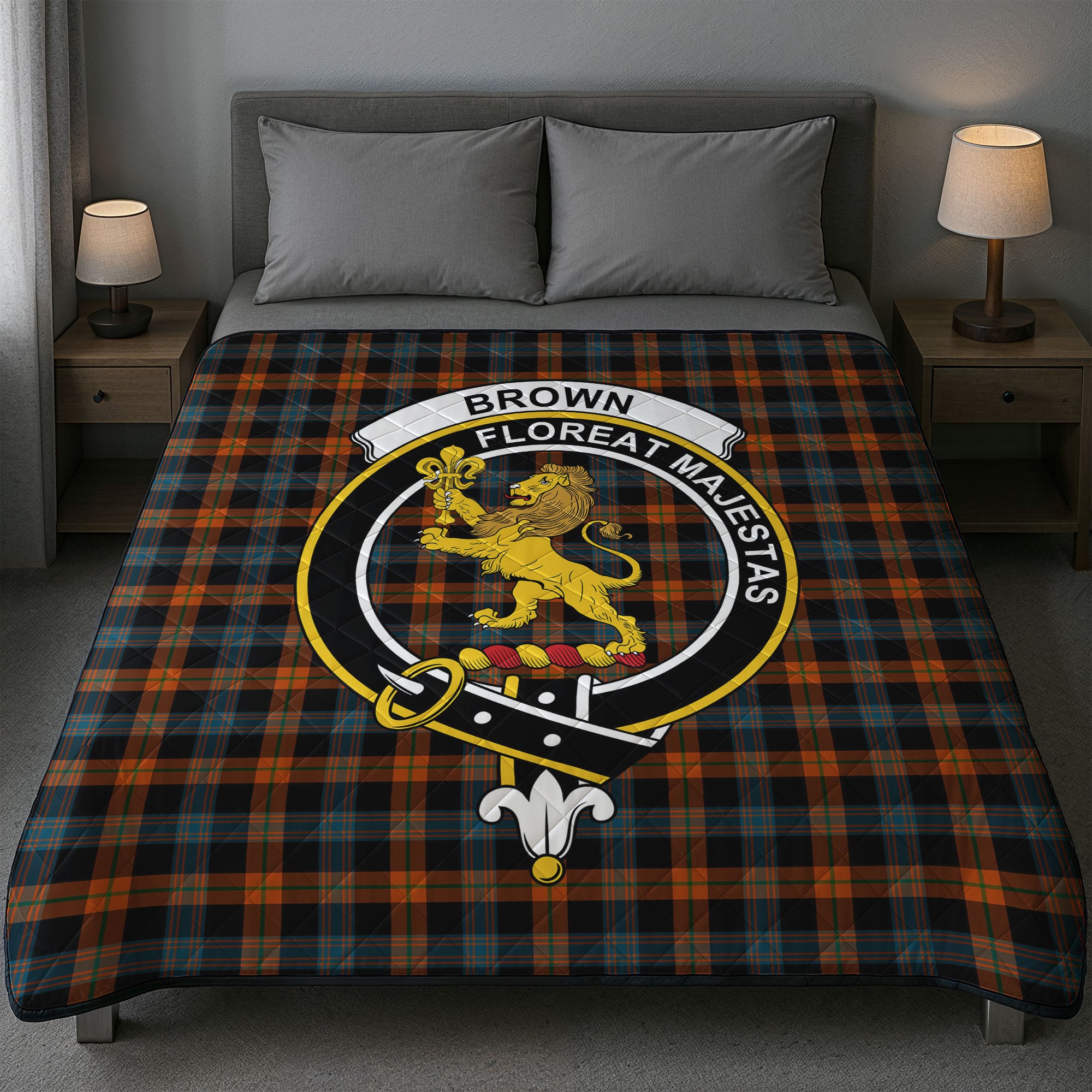 Brown Ancient Tartan Crest Quilt