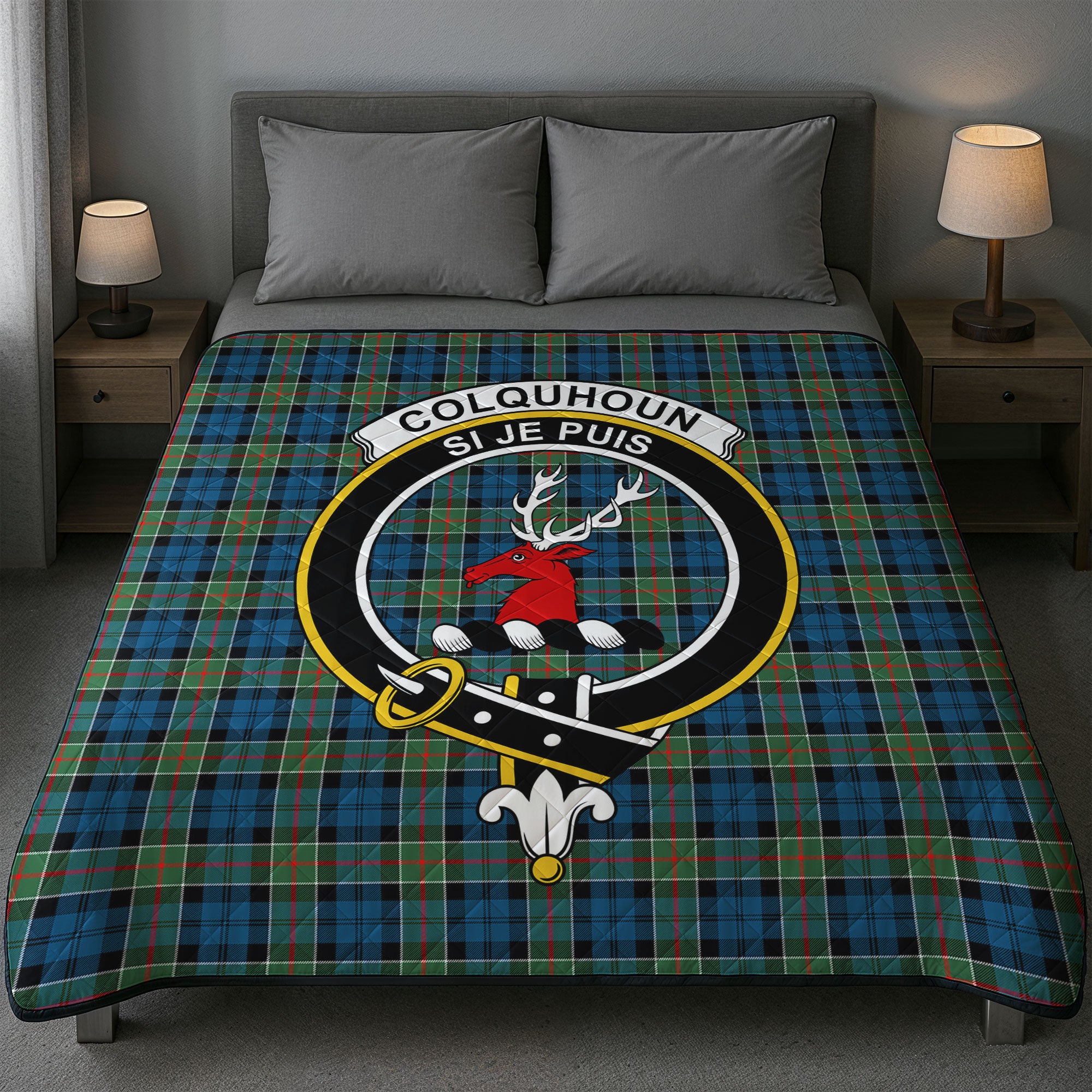 Colquhoun Ancient Tartan Crest Quilt