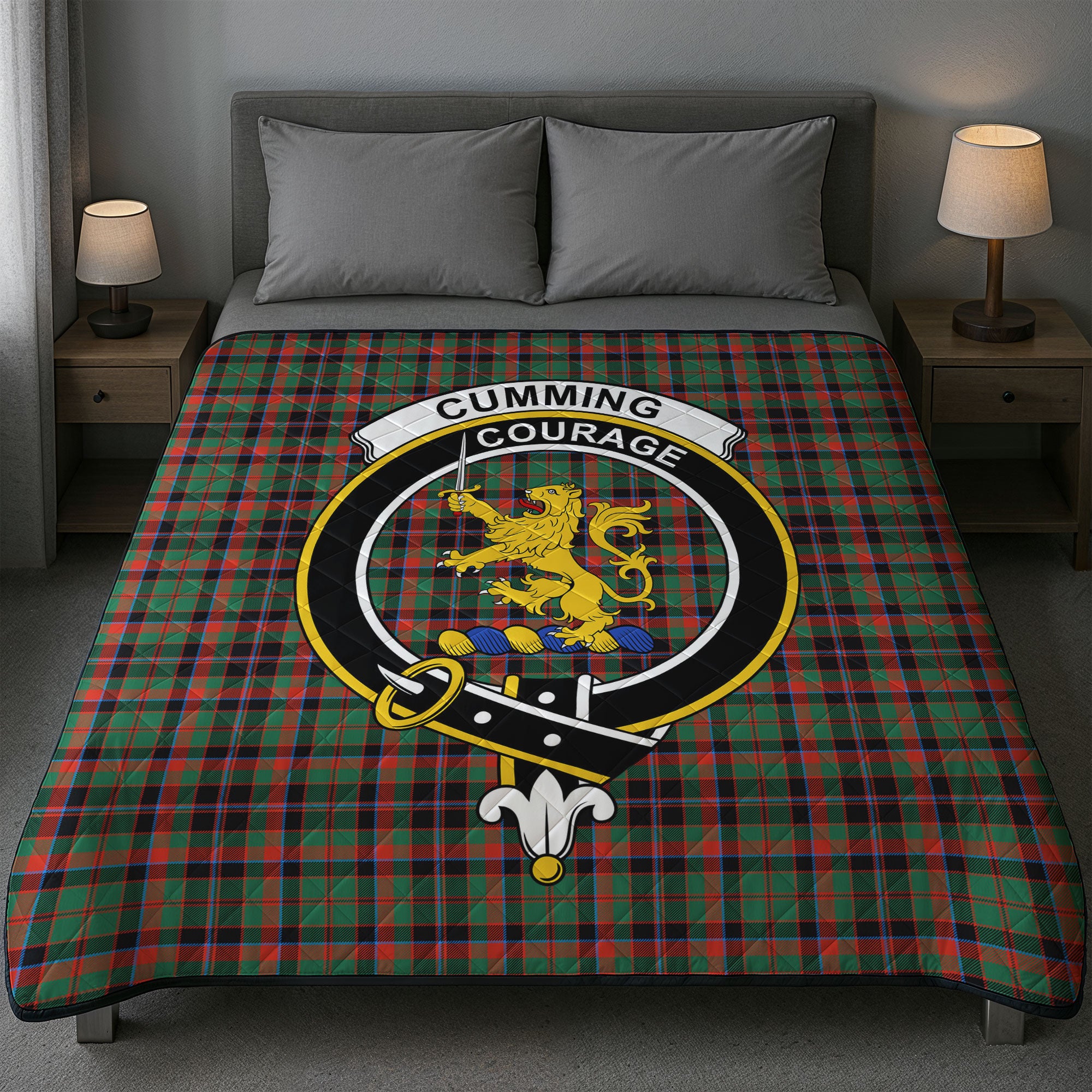 Cumming Hunting Ancient Tartan Crest Quilt