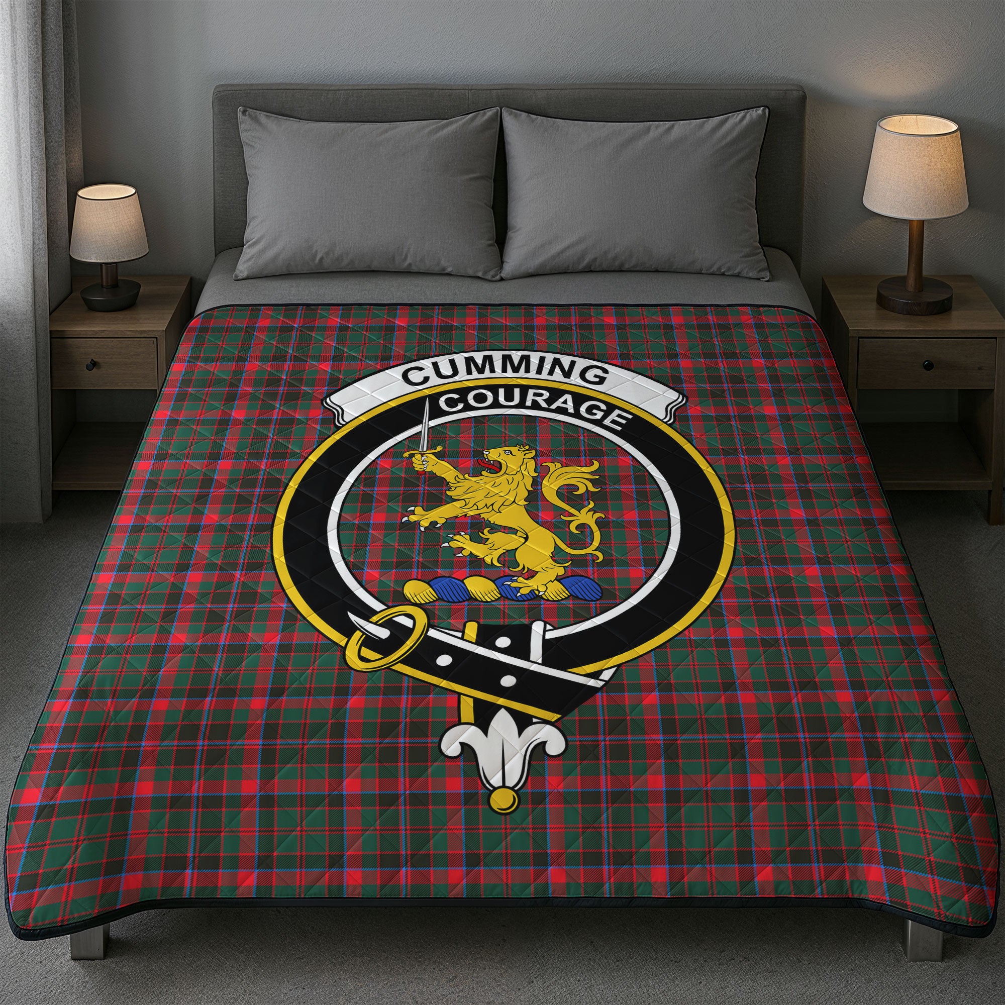 Cumming Hunting Modern Tartan Crest Quilt