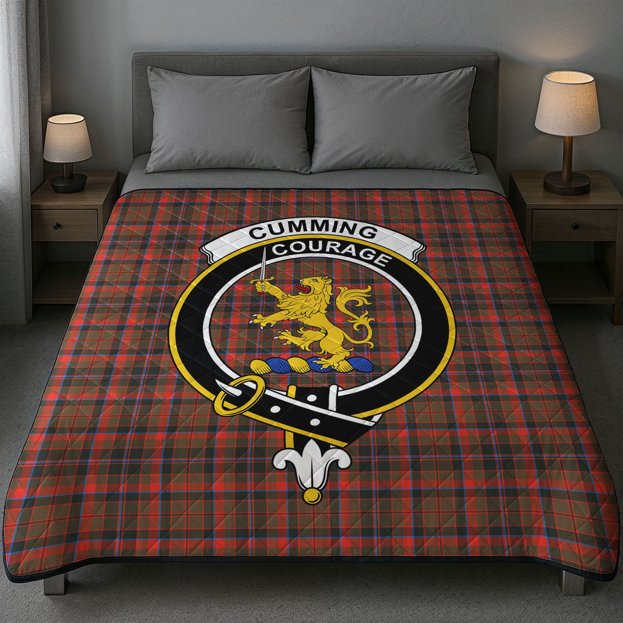 Cumming Hunting Weathered Tartan Crest Quilt