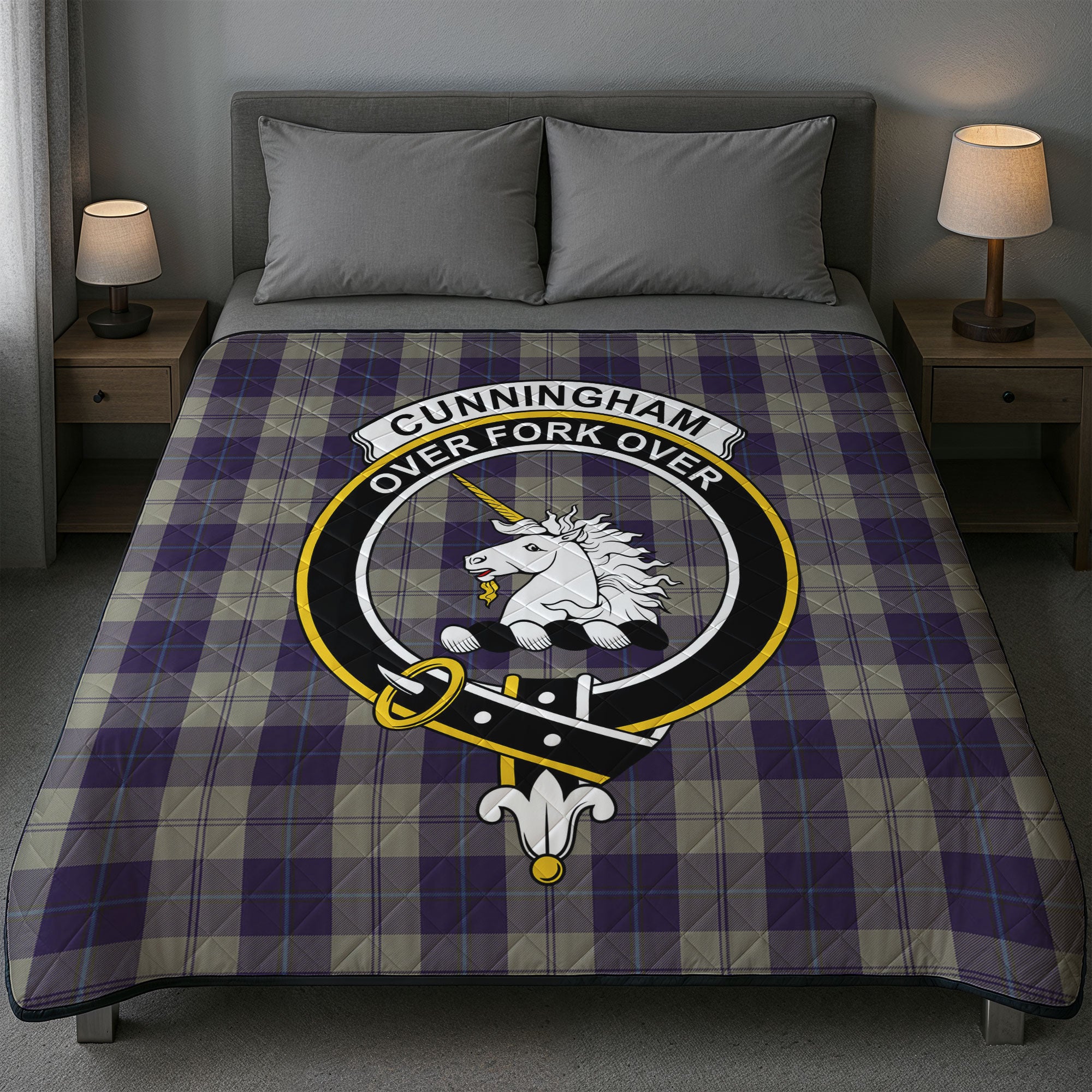 Cunningham Dress Blue Dancers Tartan Crest Quilt