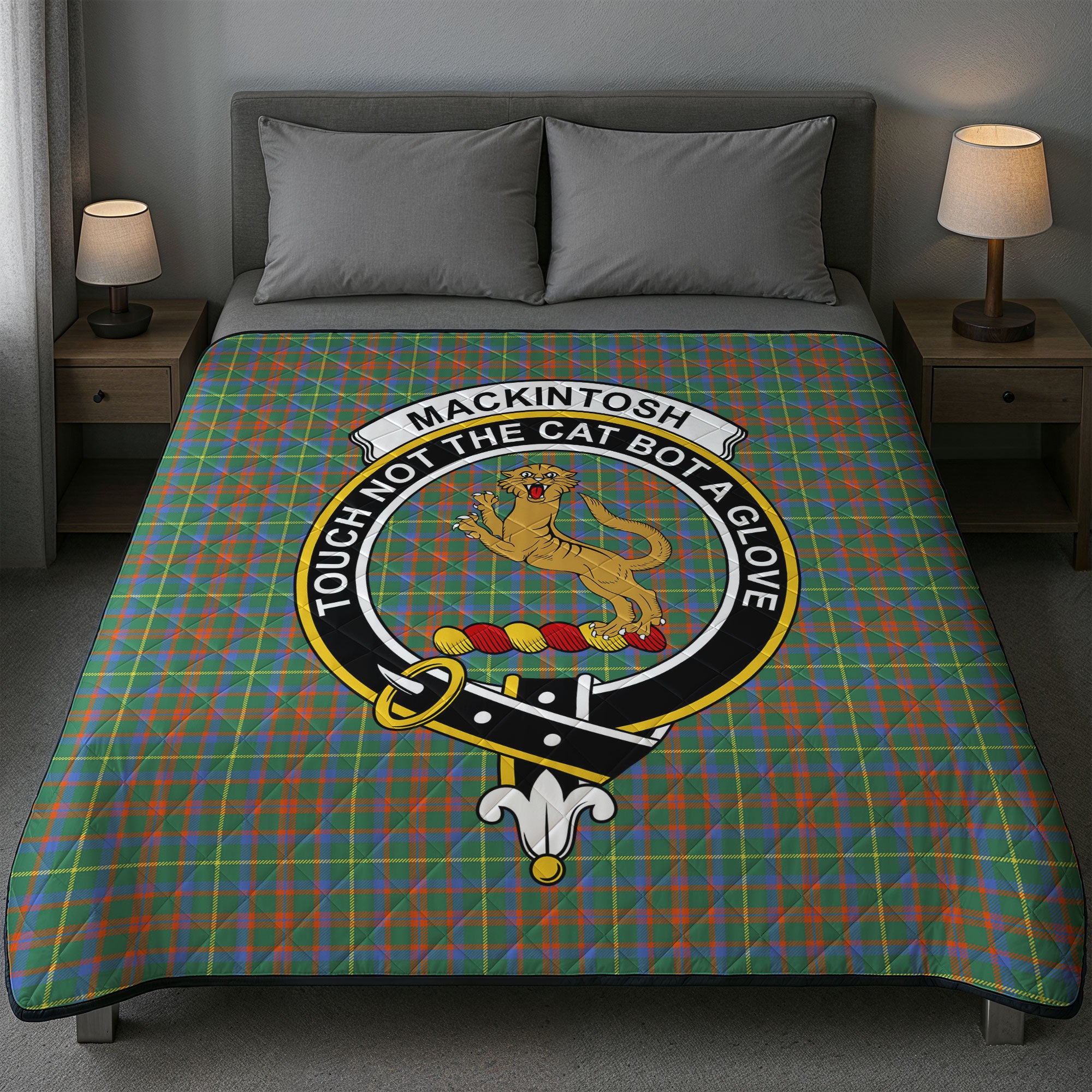 MacKintosh Hunting Ancient Tartan Crest Quilt