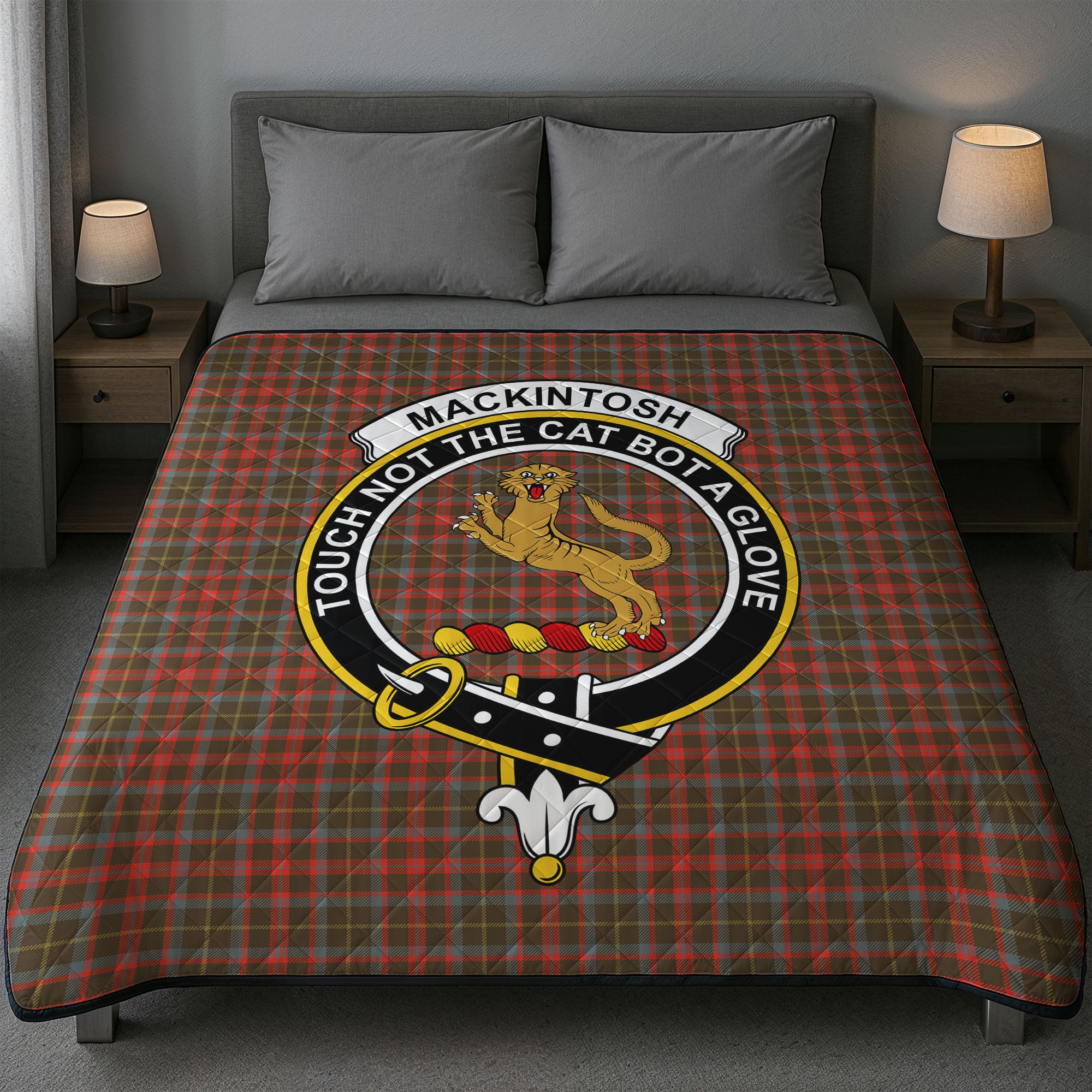 MacKintosh Hunting Weathered Tartan Crest Quilt