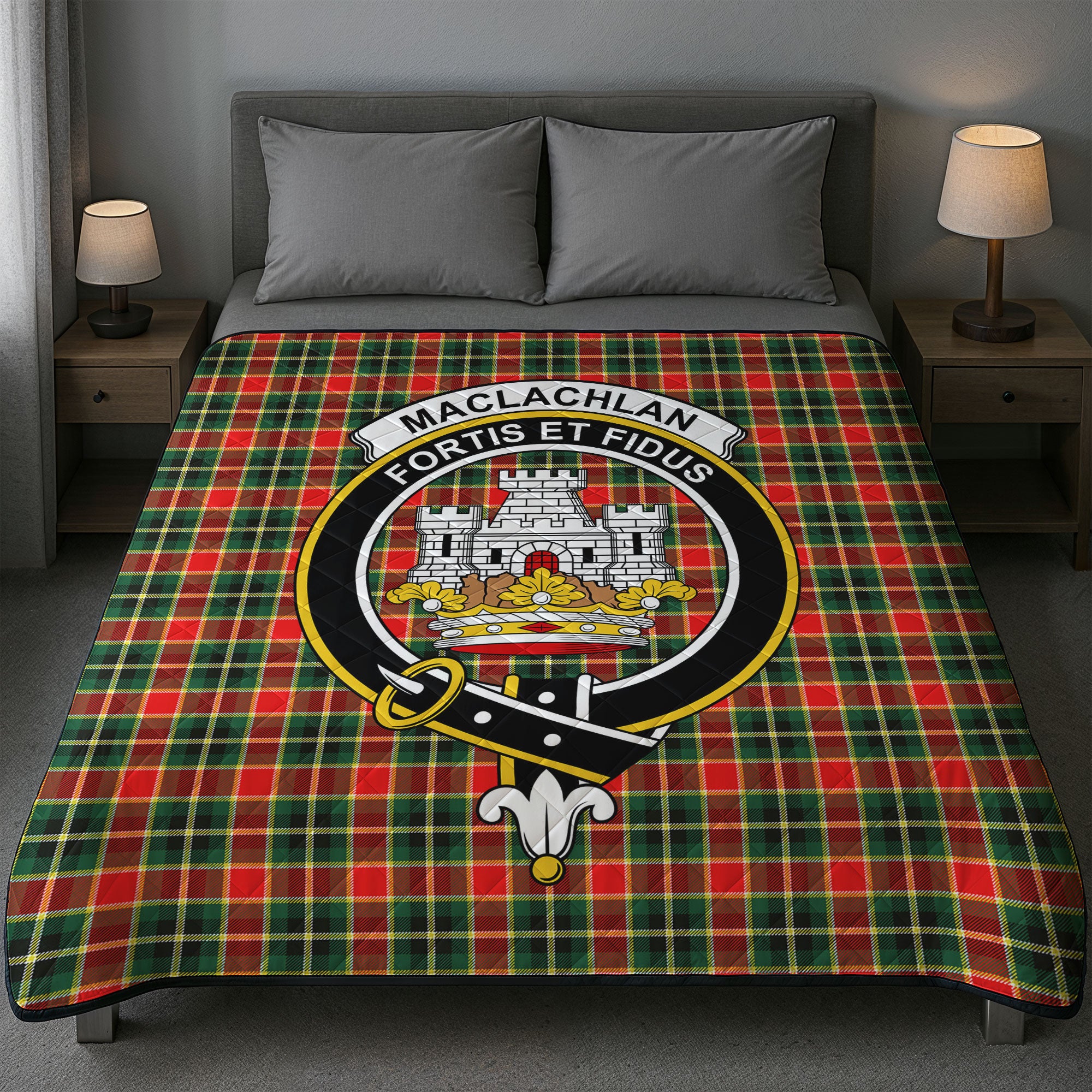 MacLachlan Hunting Modern Tartan Crest Quilt