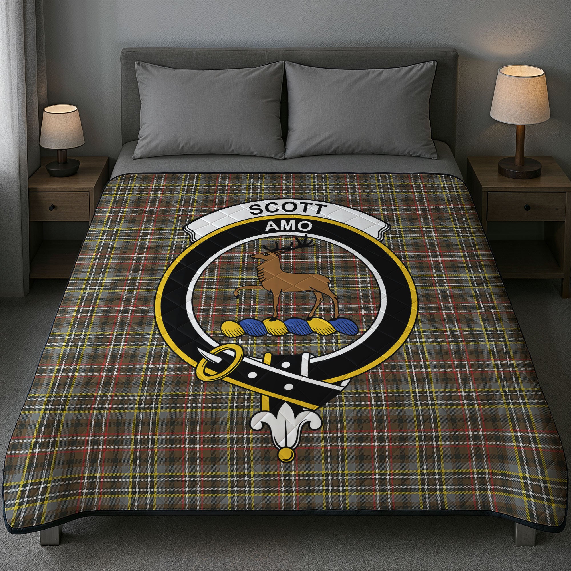 Scott Green Weathered Tartan Crest Quilt