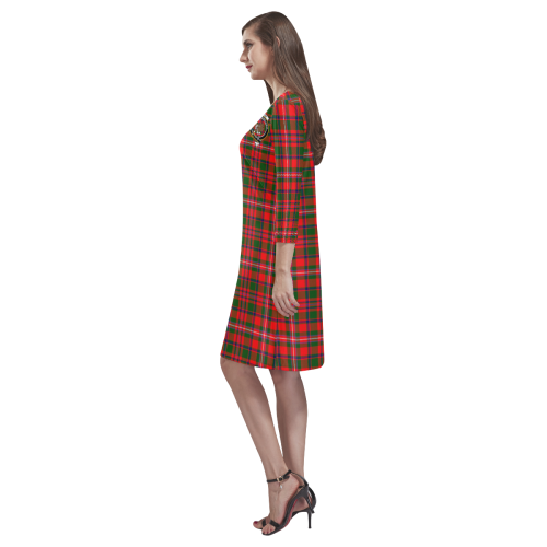 MacKinnon Modern Tartan Dress - Round Neck Dress Clan Badge