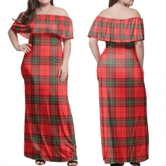 Seton Modern Tartan Off Shoulder Long Dress