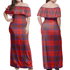 Leslie Modern Tartan Off Shoulder Long Dress