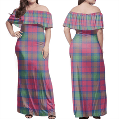 Lindsay Ancient Tartan Off Shoulder Long Dress