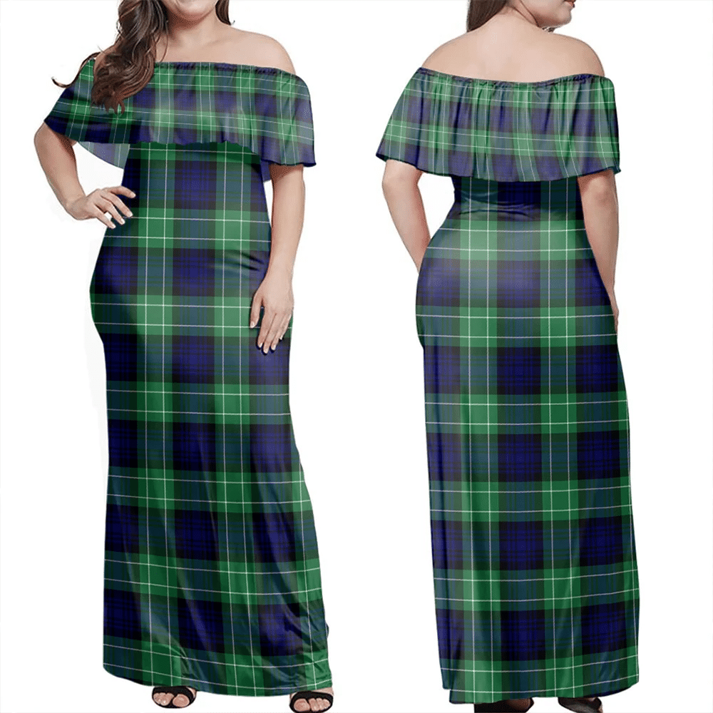 Abercrombie Tartan Off Shoulder Long Dress