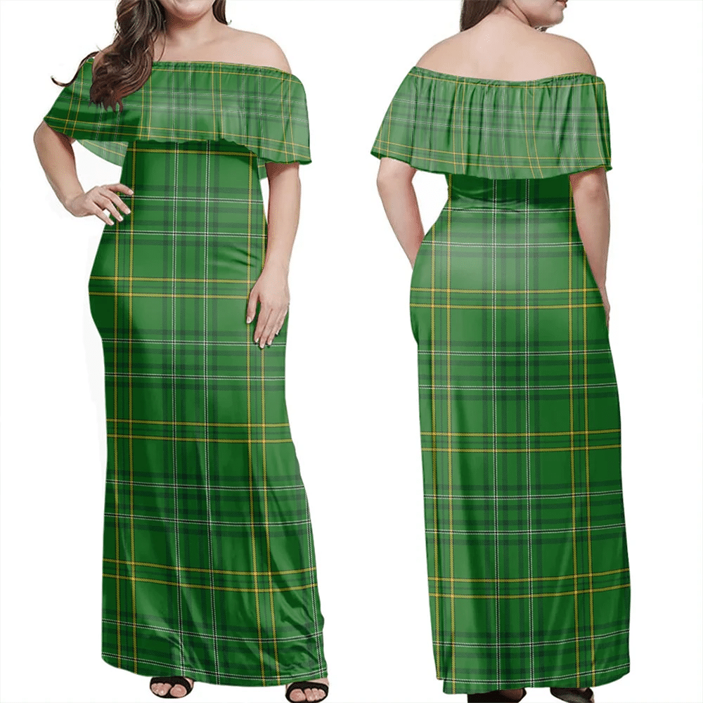 Wexford County Tartan Off Shoulder Long Dress