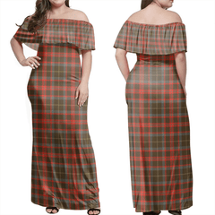 MacKintosh Hunting Weathered Tartan Off Shoulder Long Dress