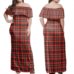 Innes Modern Tartan Off Shoulder Long Dress