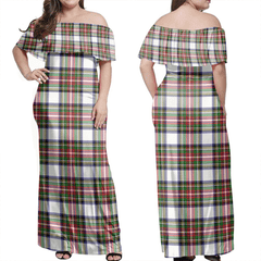 Stewart Dress Modern Tartan Off Shoulder Long Dress