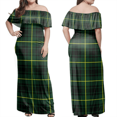 MacArthur Modern Tartan Off Shoulder Long Dress