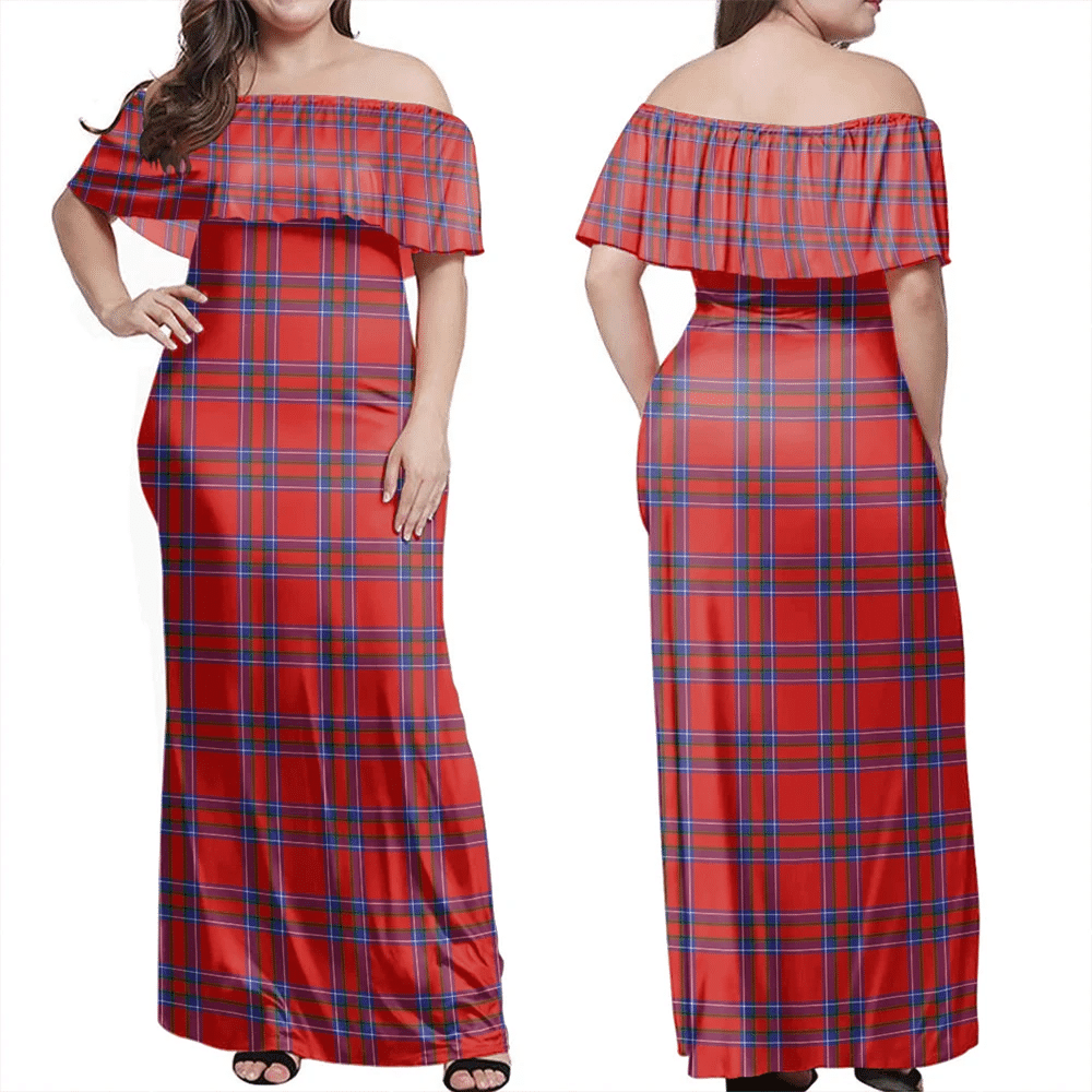 Inverness District Tartan Off Shoulder Long Dress