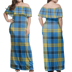 Laing Tartan Off Shoulder Long Dress