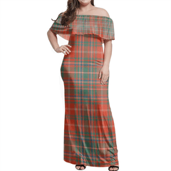 MacDougall Ancient Tartan Off Shoulder Long Dress