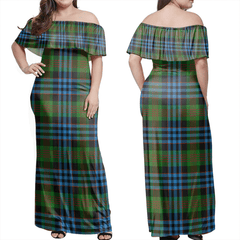 Newlands Of Lauriston Tartan Off Shoulder Long Dress