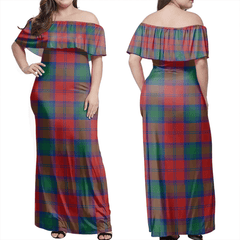 Lindsay Modern Tartan Off Shoulder Long Dress