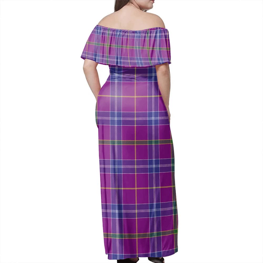 Jackson Tartan Off Shoulder Long Dress