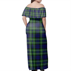MacNeil Of Colonsay Modern Tartan Off Shoulder Long Dress
