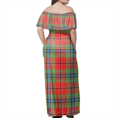 MacLean Of Duart Modern Tartan Off Shoulder Long Dress