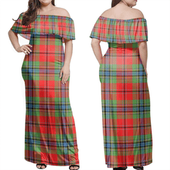 MacLean Of Duart Modern Tartan Off Shoulder Long Dress