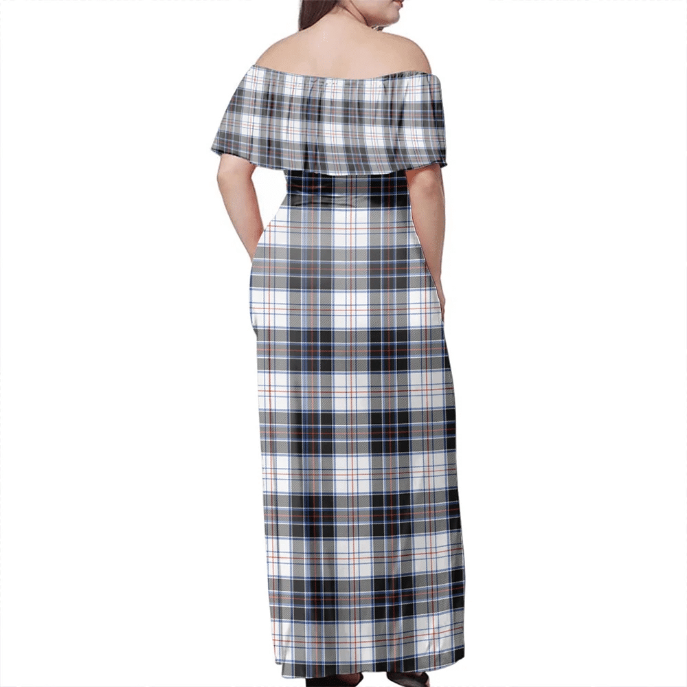 MacRae Dress Modern Tartan Off Shoulder Long Dress