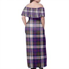 MacDonald Dress Modern Tartan Off Shoulder Long Dress