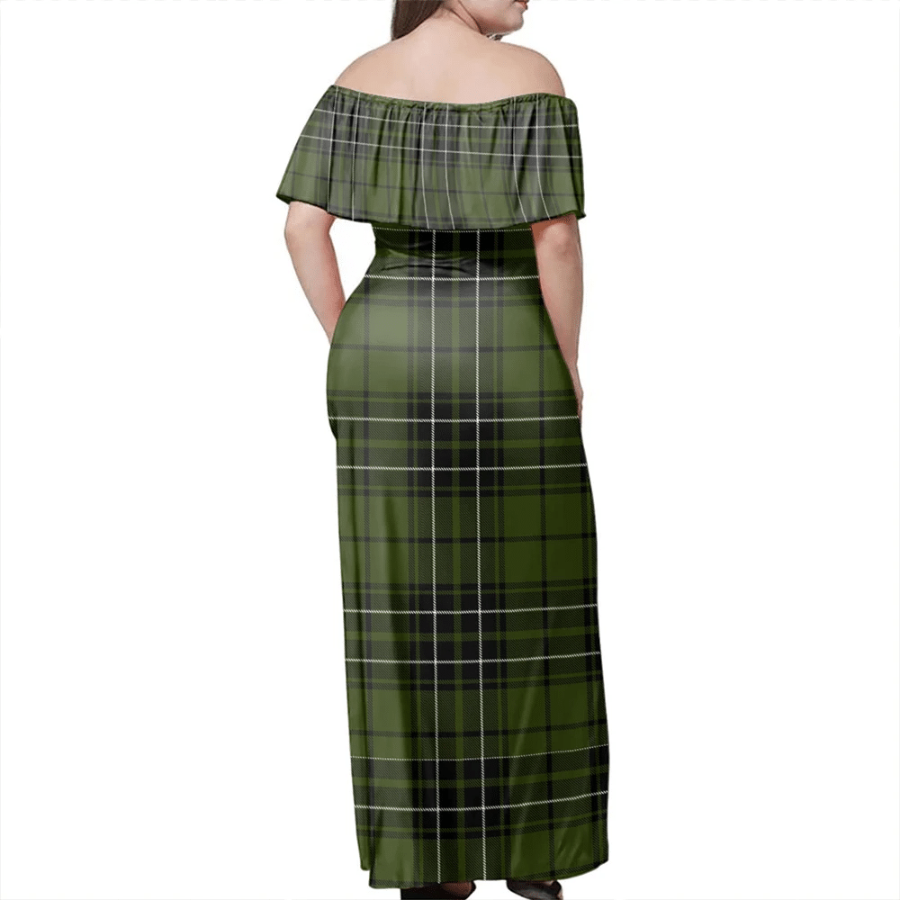 MacLean Hunting Ancient Tartan Off Shoulder Long Dress