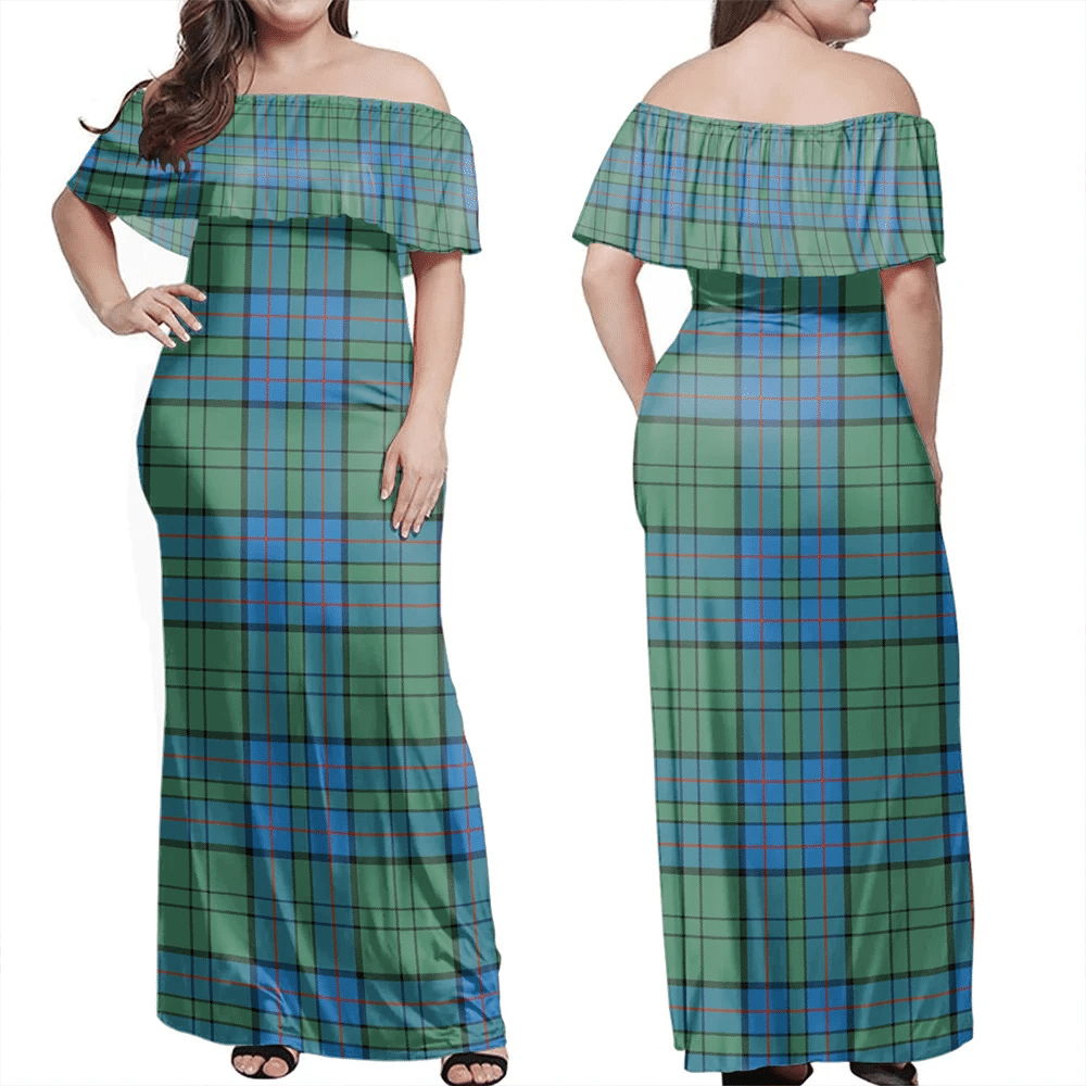 Lockhart Tartan Off Shoulder Long Dress