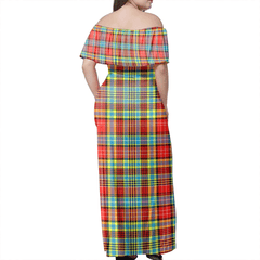 Ogilvie Tartan Off Shoulder Long Dress